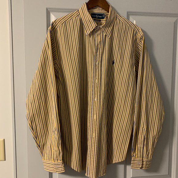 Ralph Lauren, Classic Fit Men's Blue & Yellow XL Shirt - Picture 2 of 6